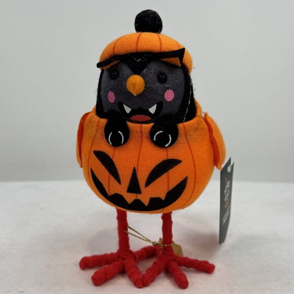 Hyde & Eek! Pawson Featherly Friends Halloween Bird Figure Pumpkin Orange  NEW - Picture 1 of 12